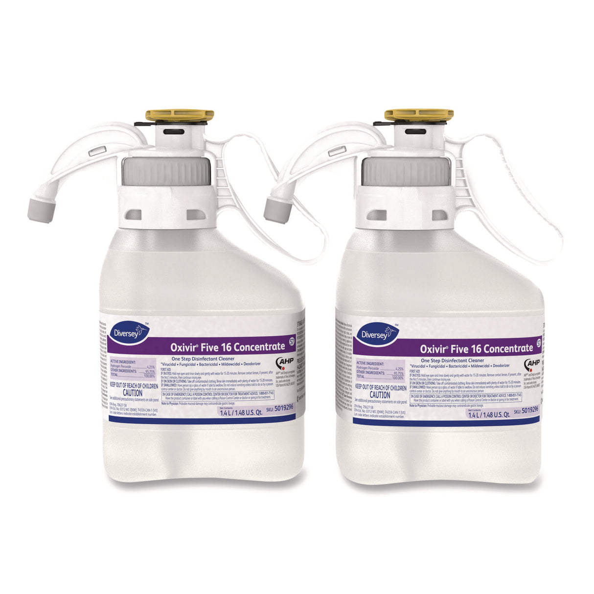 Diversey Oxivir Five 16 Concentrate One Step Disinfectant Cleaner, Liquid, 1.4 L, 2/CT (5019296)