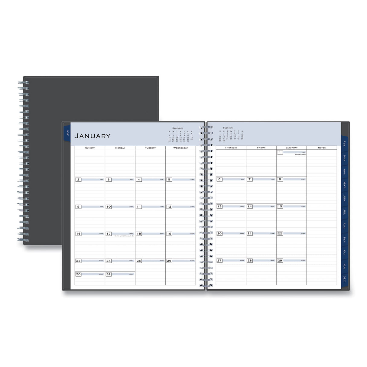 Blue Sky Passages Monthly Planner, 10 x 8, Charcoal Cover, 12-Month (Jan to Dec): 2025 (100011)