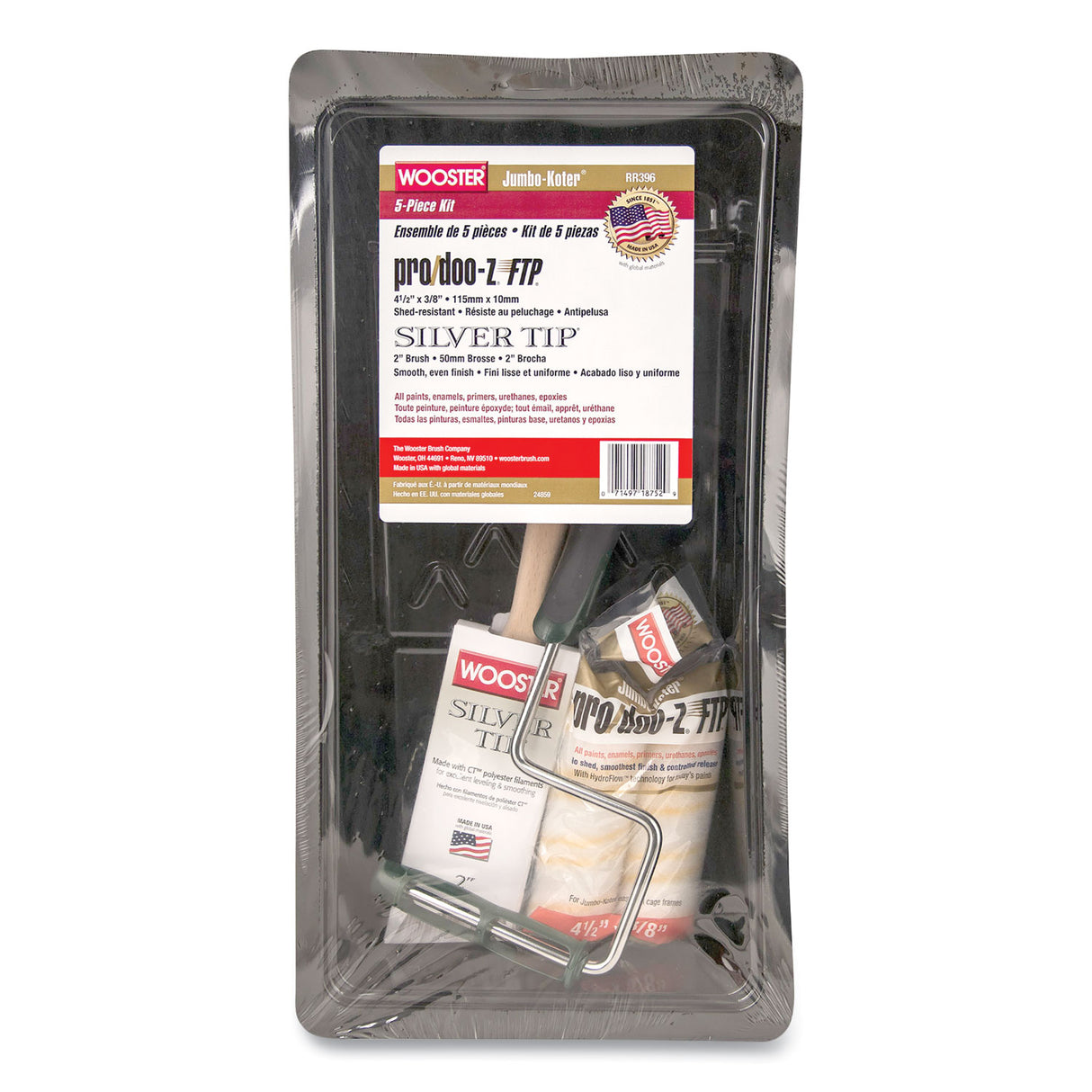 Wooster Jumbo-Koter Professional Painter's Kit, Five-Piece 4.5" Mini-Roller Set (0RR3960044)