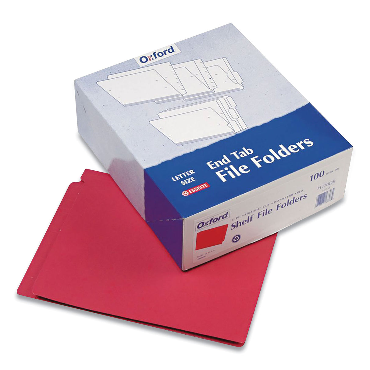 Pendaflex Colored End Tab Folders with Reinforced Double-Ply Straight Cut Tabs, Letter Size, 0.75" Expansion, Red, 100/Box (H110DR)