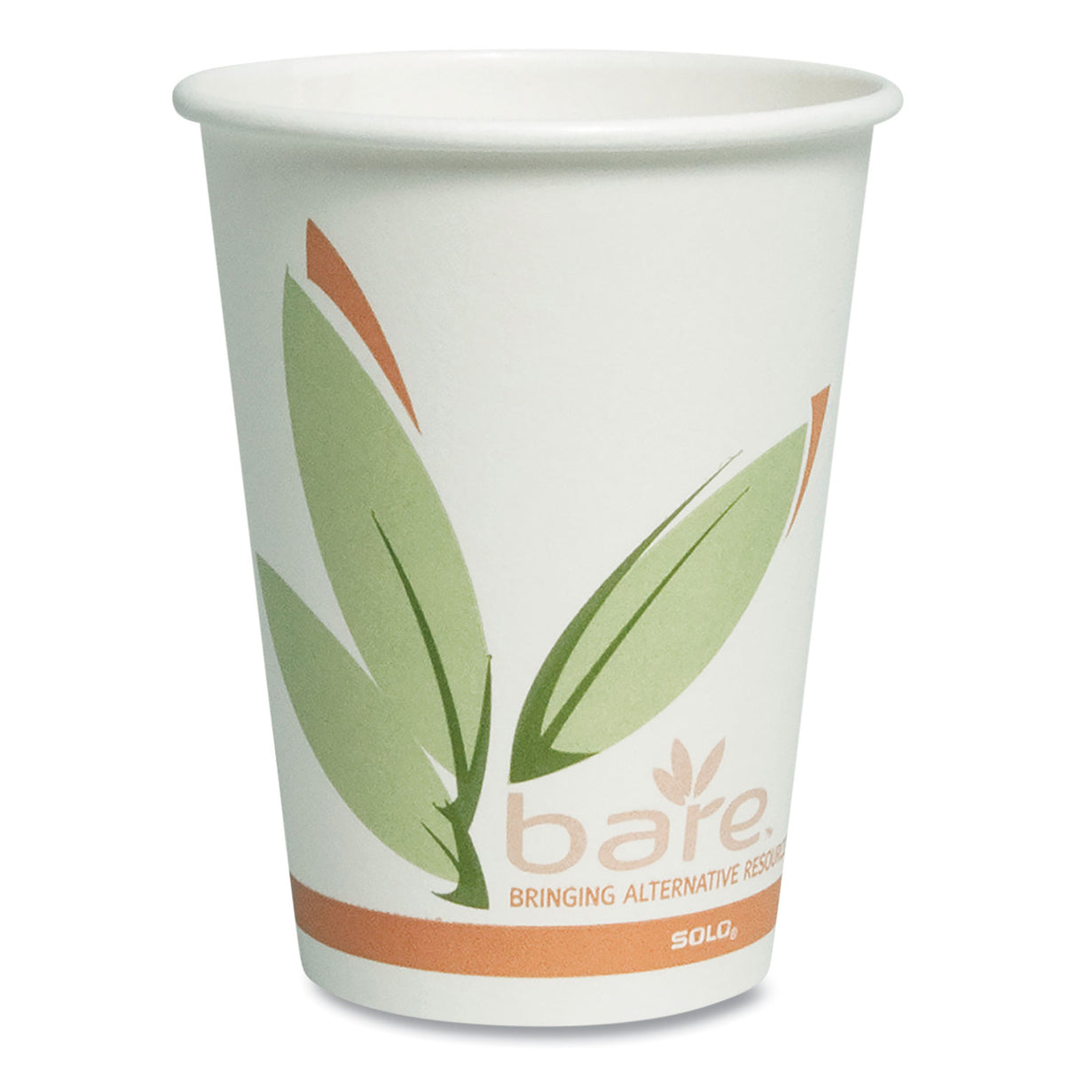 SOLO Bare Eco-Forward Recycled Content PCF Paper Hot Cups, ProPlanet Seal, 12 oz, Green/White/Beige, 1,000/Carton (412RCN)