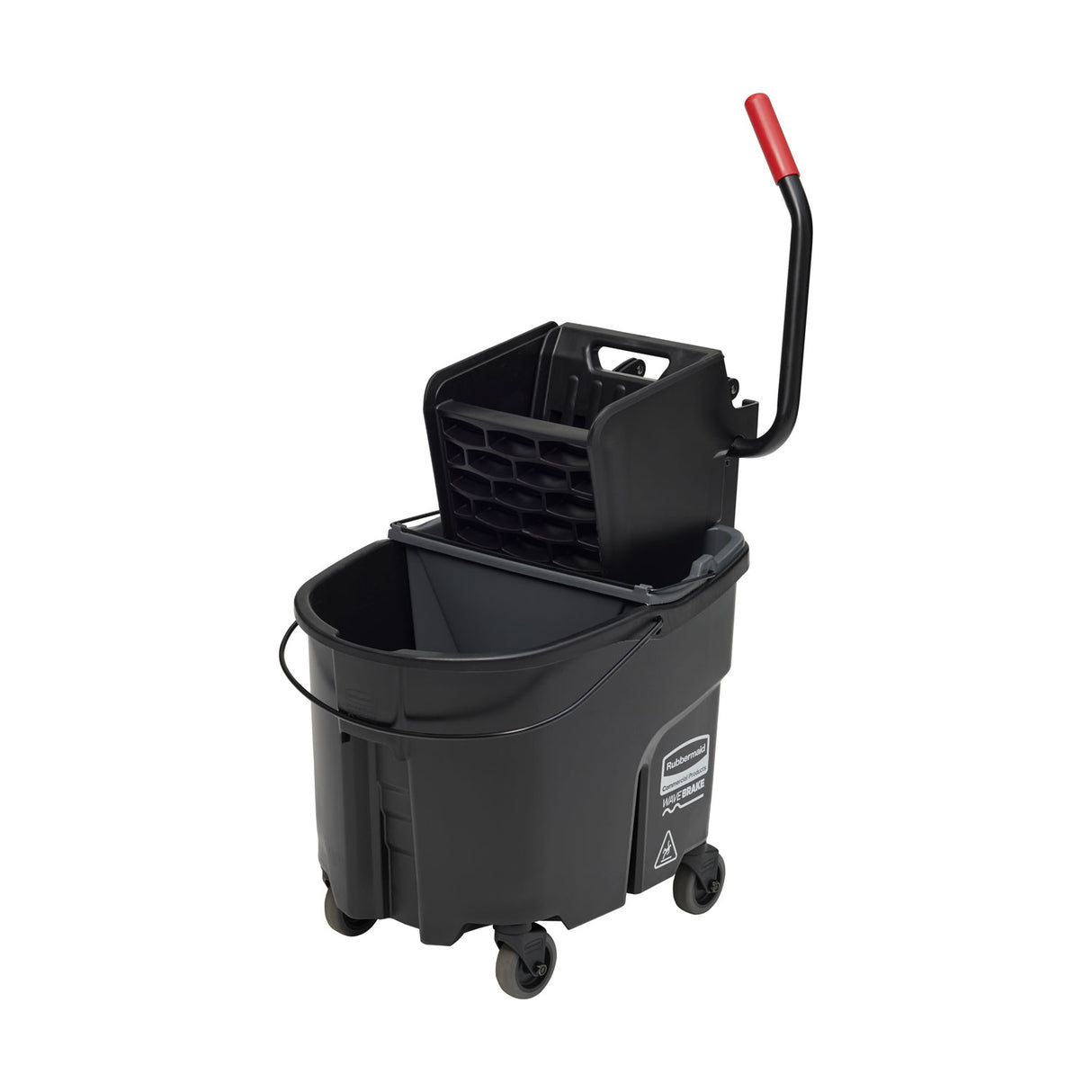 Rubbermaid Commercial WaveBrake 2.0 Bucket/Wringer Combos, Side-Press, 35 qt, Plastic, Black (FG1863896)