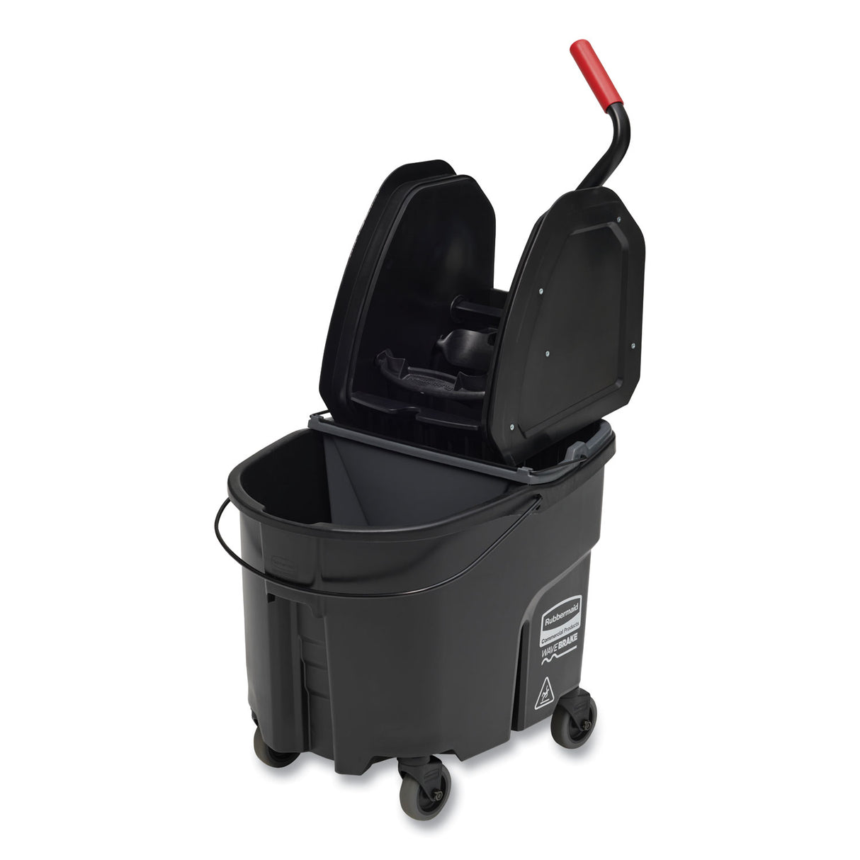Rubbermaid Commercial WaveBrake 2.0 Bucket/Wringer Combos, Down-Press, 35 qt, Plastic, Black (FG1863898)
