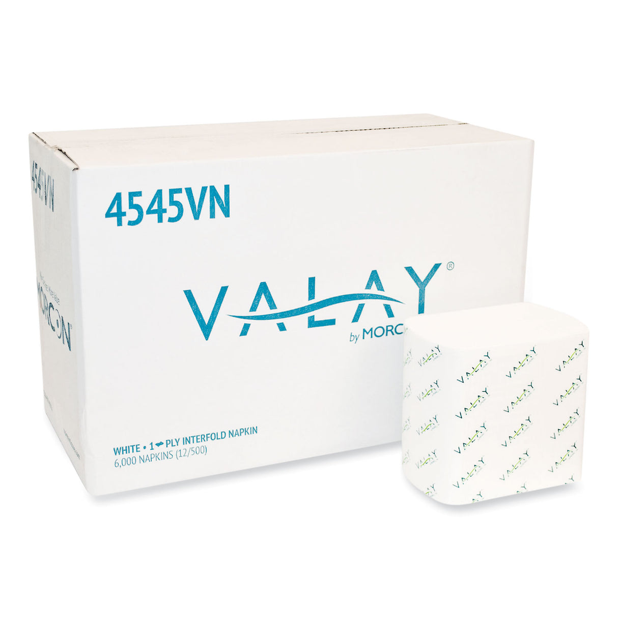 Morcon Paper Valay Interfolded Napkins, 1-Ply, White, 6.5 x 8.25, 6,000/Carton (4545VN)