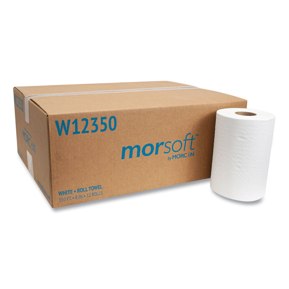 Morcon Paper Morsoft Universal Roll Towels, 1-Ply, 8" x 350 ft, White, 12 Rolls/Carton (W12350)