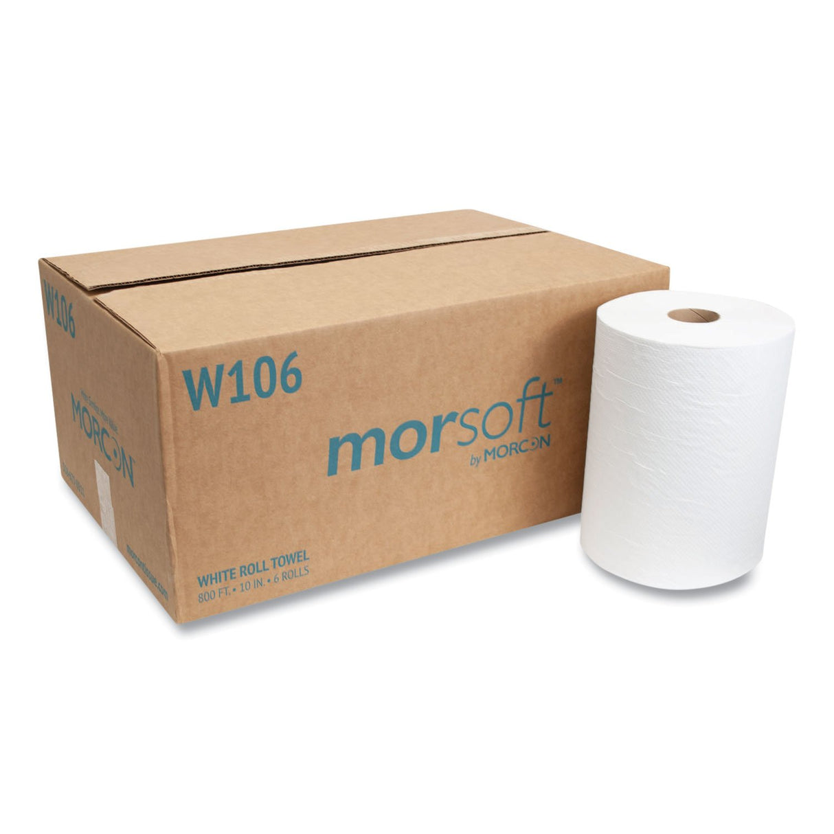 Morcon® Hardwound Paper Towels, White, 1-Ply, 800-ft., 6 Rolls (W106)