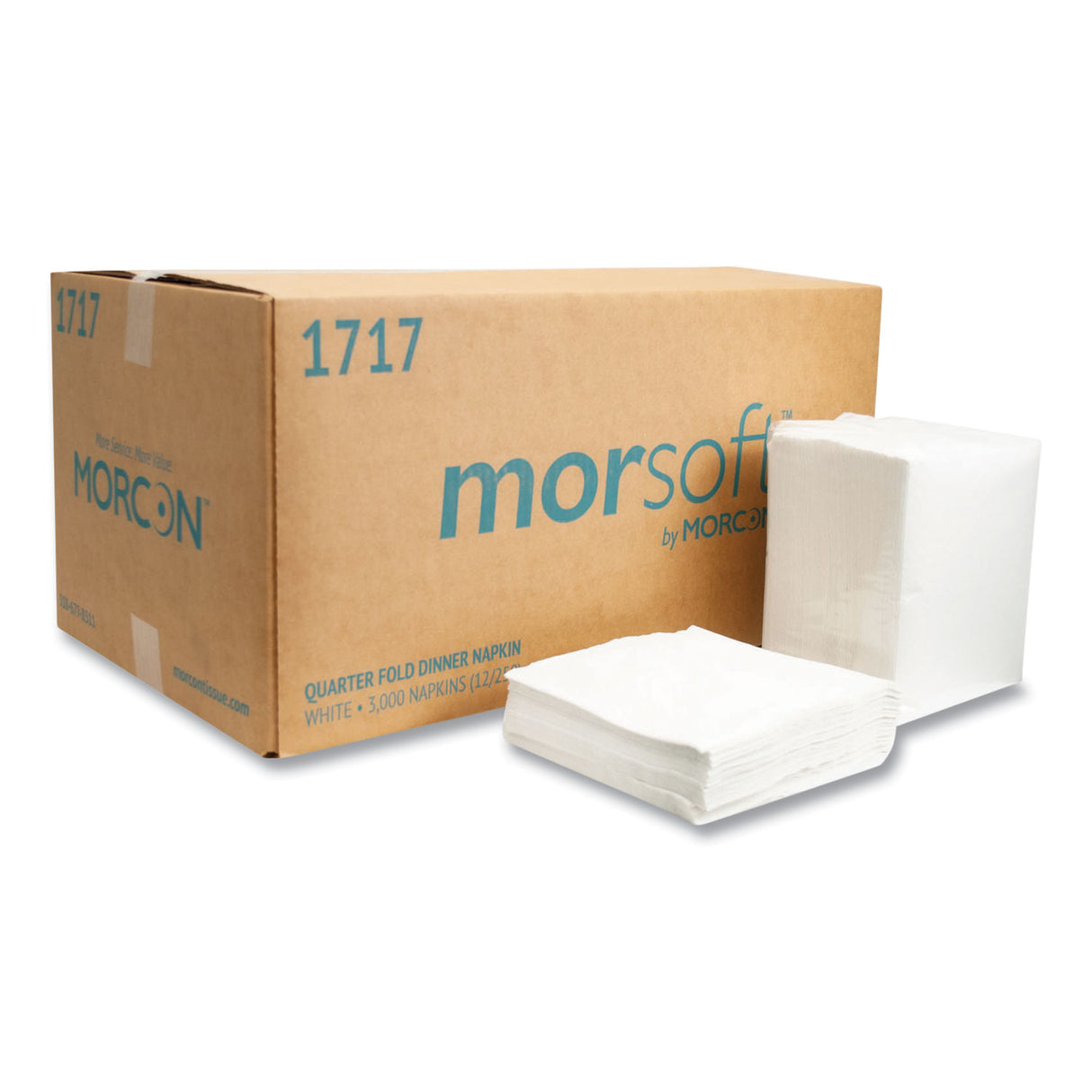 Morcon Paper Morsoft Dinner Napkins, 1-Ply, 16 x 16, White, 250/Pack, 12 Packs/Carton (1717)