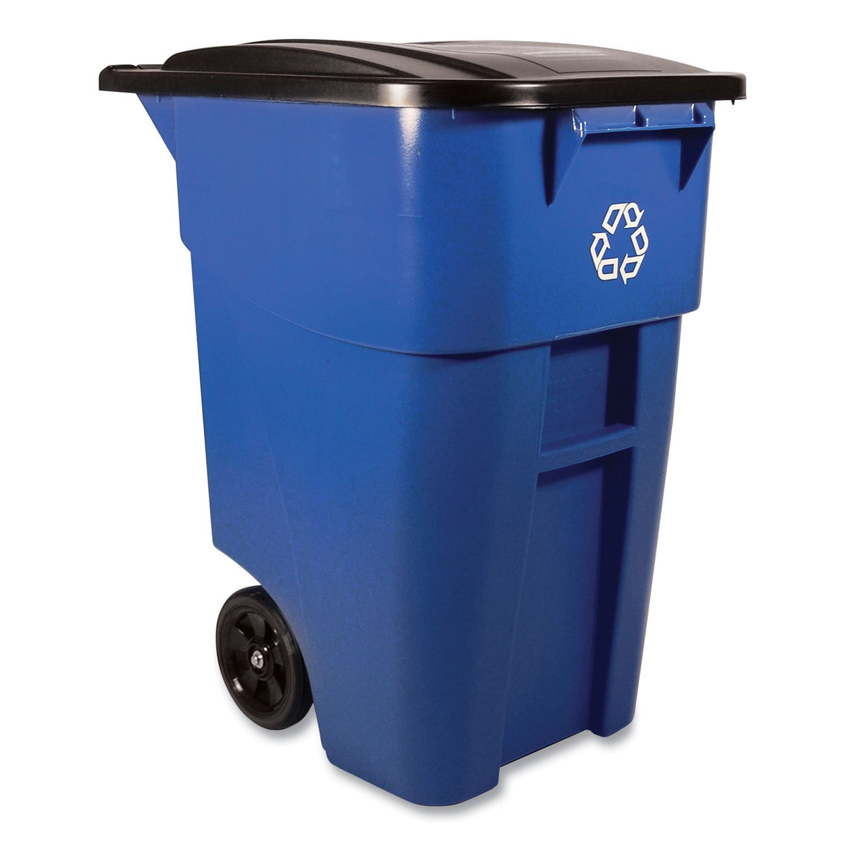 Rubbermaid Commercial Square Brute Recycling Rollout Container, 50 gal, Plastic, Blue (9W2773BLU)