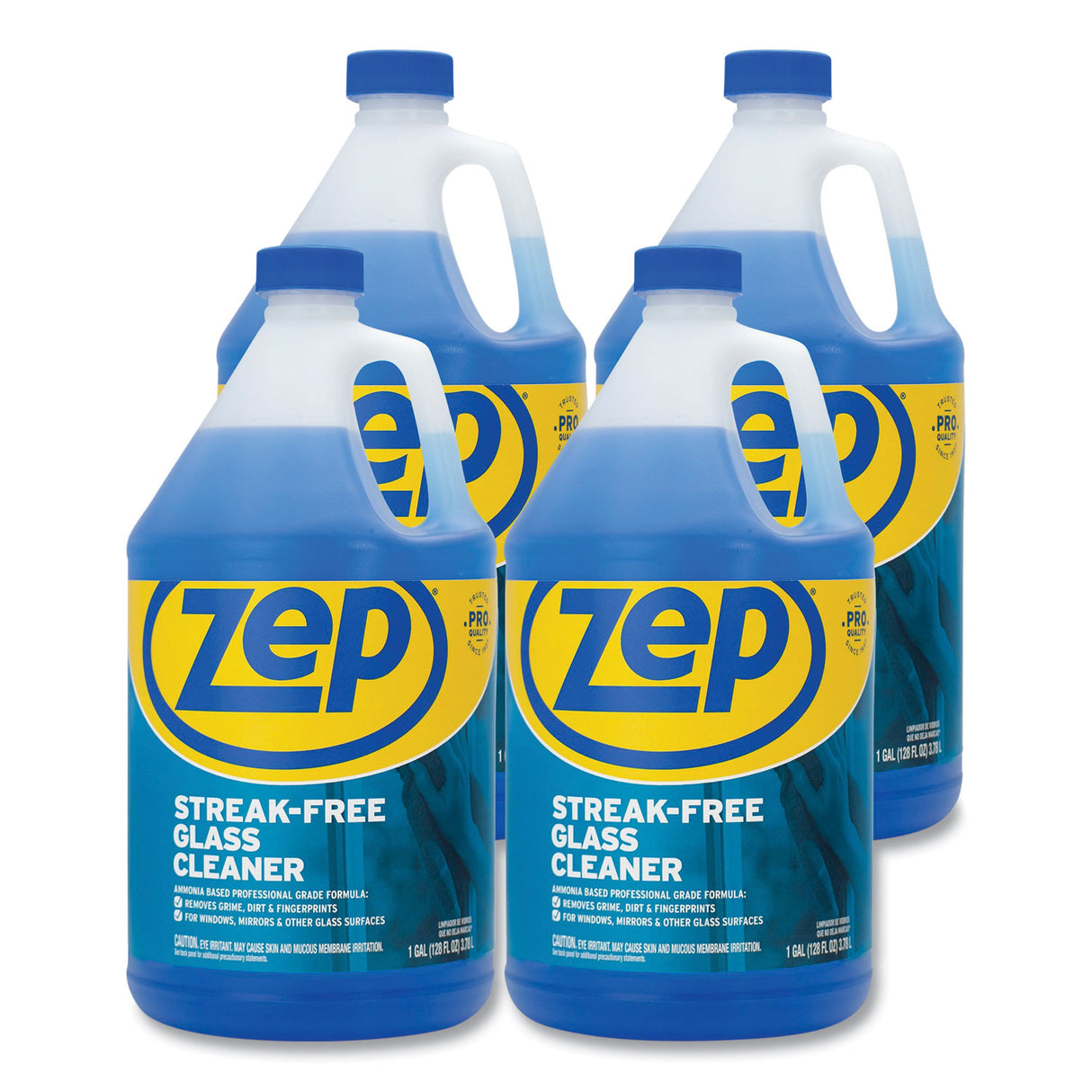Zep Commercial Streak-Free Glass Cleaner, Pleasant Scent, 1 gal Bottle, 4/Carton (ZU1120128CT)