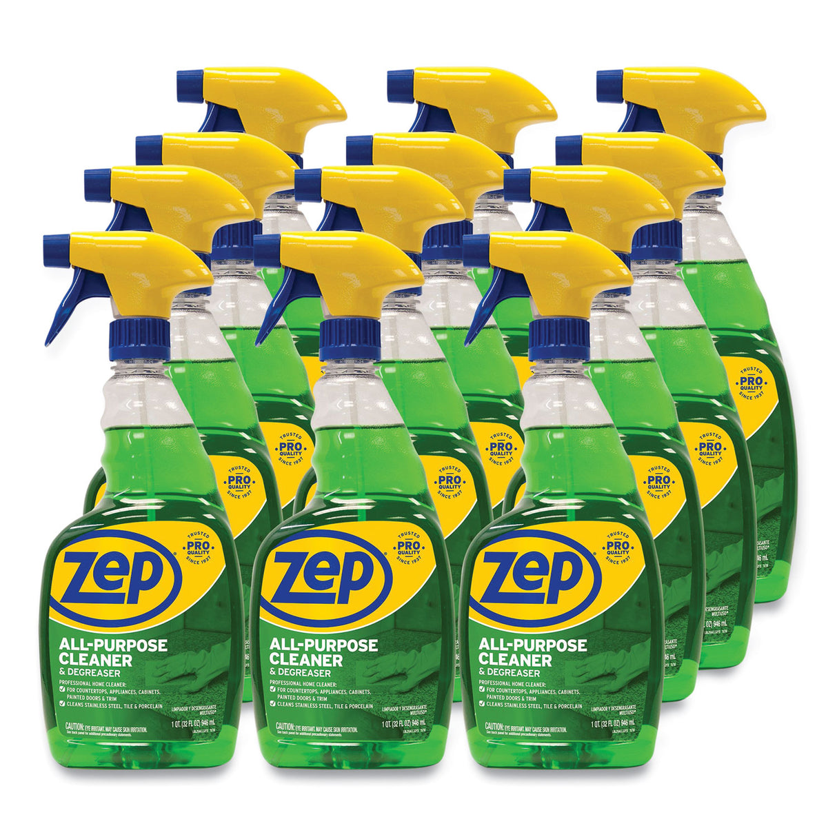 Zep Commercial All-Purpose Cleaner and Degreaser, Fresh Scent, 32 oz Spray Bottle, 12/Carton (ZUALL32CT)