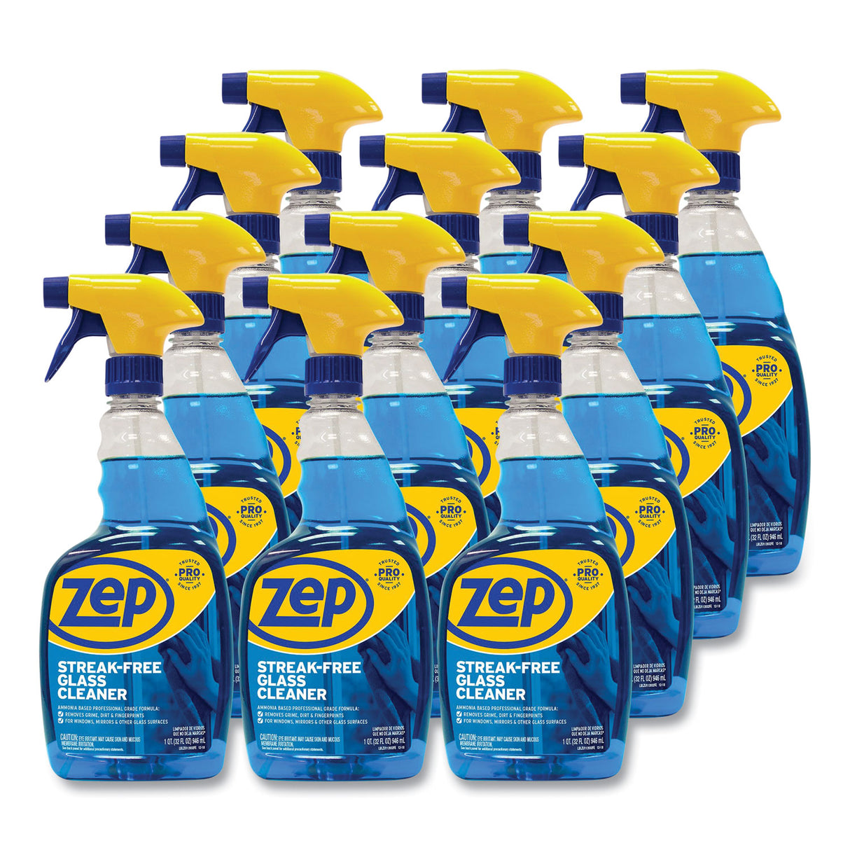 Zep Commercial Streak-Free Glass Cleaner, Pleasant Scent, 32 oz Spray Bottle, 12/Carton (ZU112032CT)