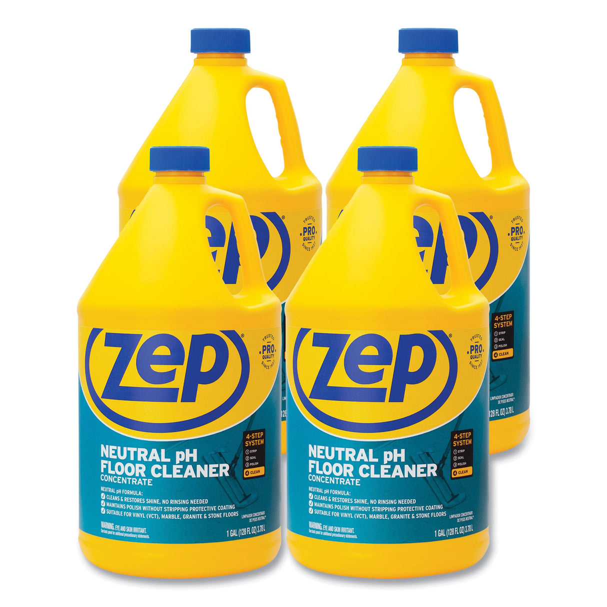 Zep Commercial Neutral Floor Cleaner, Fresh Scent, 1 gal, 4/Carton (ZUNEUT128CT)