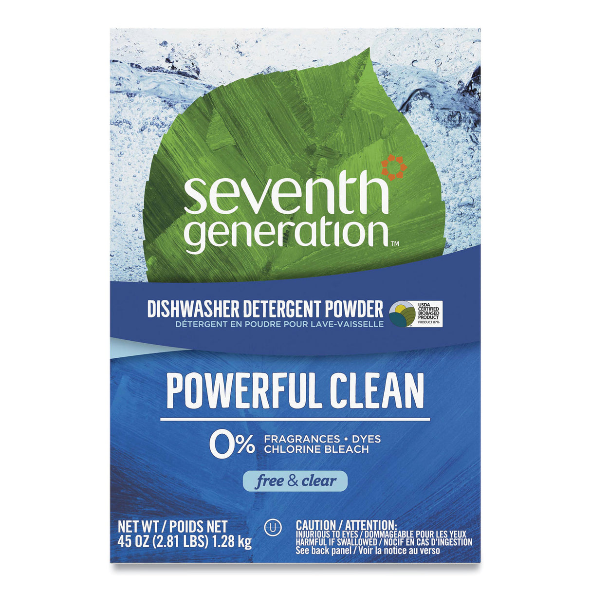 Seventh Generation Automatic Dishwasher Powder, Free and Clear, 45oz Box, 12/Carton (22150CT)