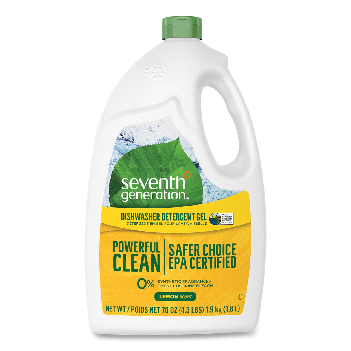 Seventh Generation Natural Automatic Dishwasher Gel, Lemon, Jumbo 70 oz Bottle, 6/CT (22831CT)