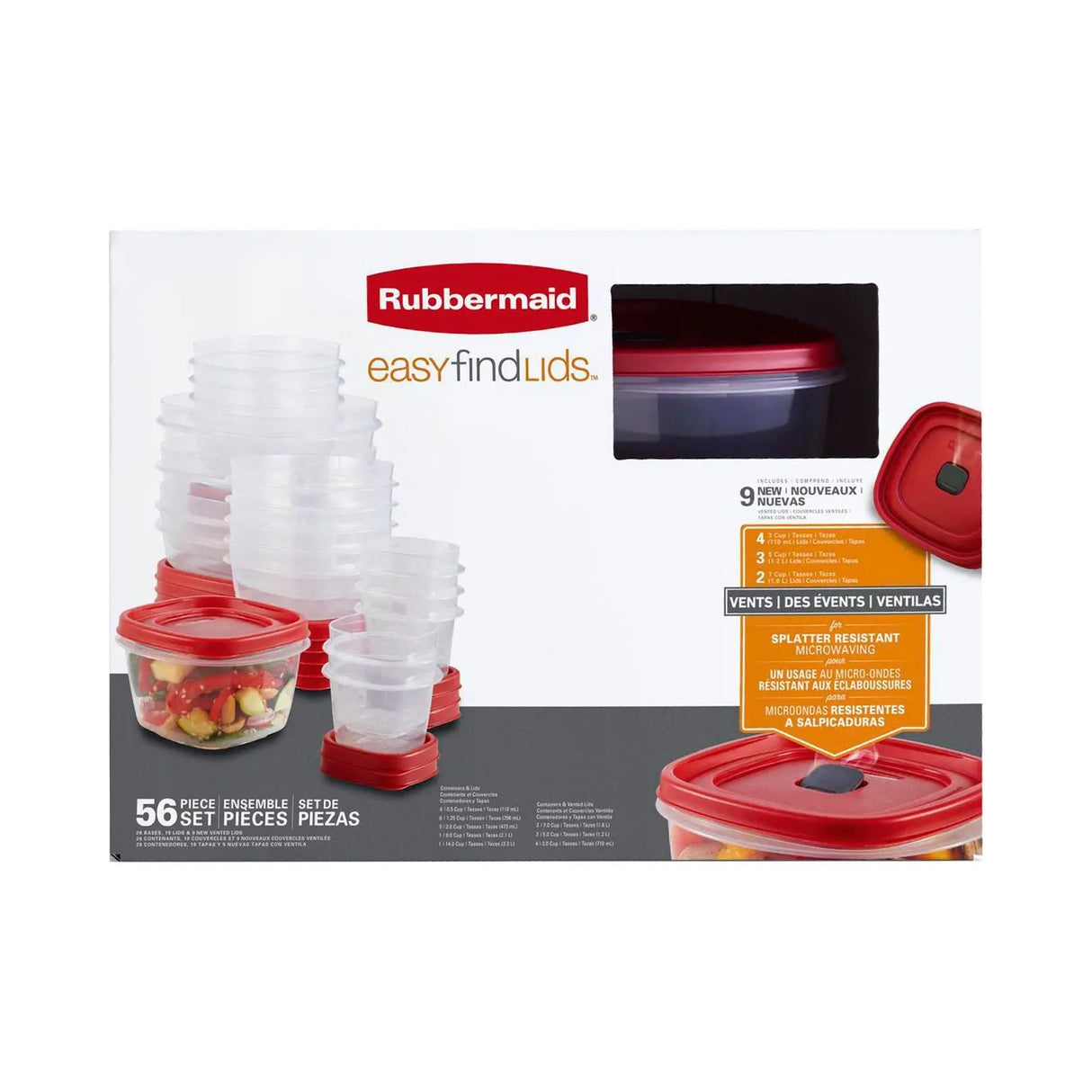 Rubbermaid Easy Find Lids Set (56-Pc) | Stackable, Lids Stay Put Containers Rubbermaid