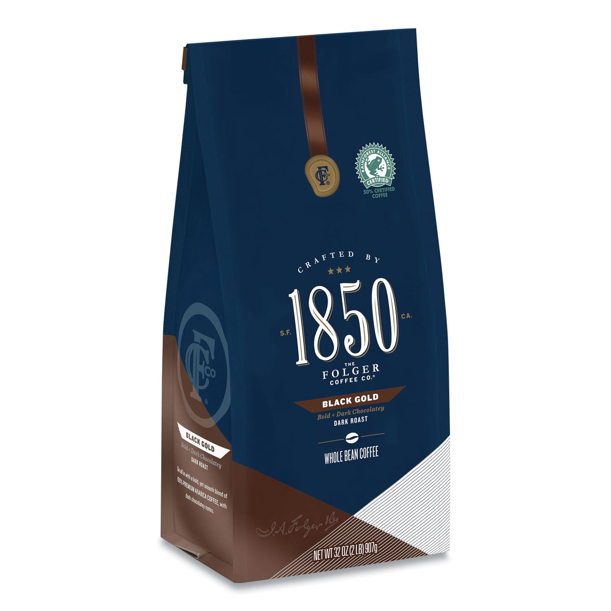 1850 Coffee, Black Gold, Dark Roast, Whole Bean, 2 lb Bag (SMU21522)