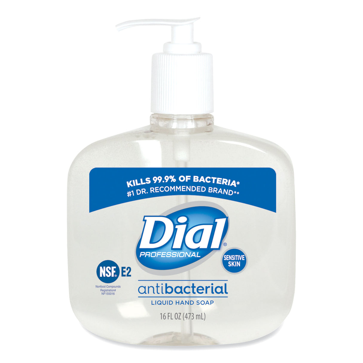 Dial Antibacterial Liquid Hand Soap for Sensitive Skin, Light Floral Scent, 16 oz, 12/Carton (80784)