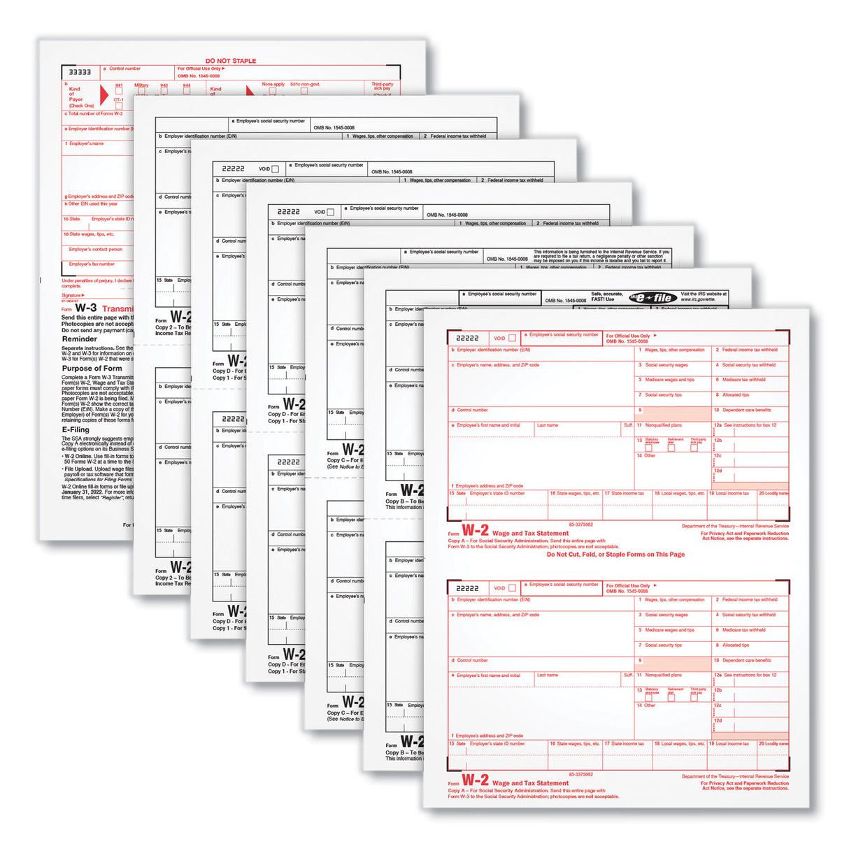 TOPS W-2 Tax Forms for Inkjet/Laser Printers, Fiscal Year: 2023, Six-Part Carbonless, 8.5 x 5.5, 2 Forms/Sheet, 50 Forms Total (22991)