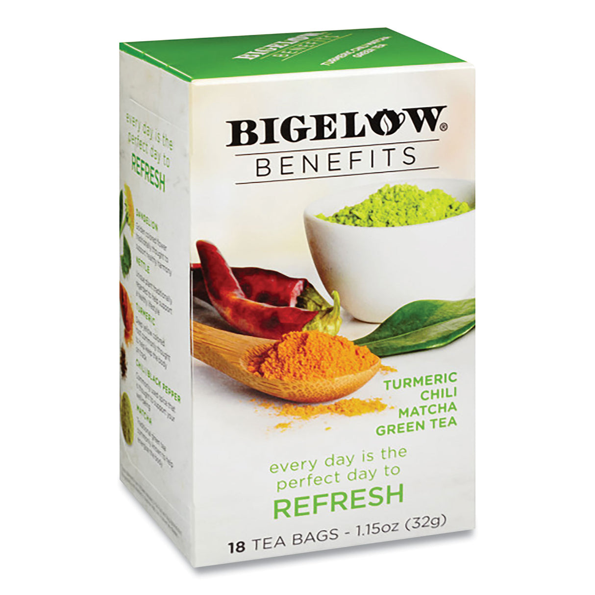 Bigelow Benefits Turmeric Chili Matcha Green Tea, 0.6 oz Tea Bag, 18/Box (826)