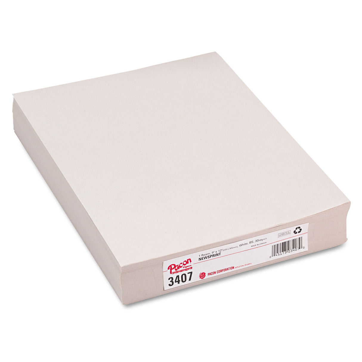 Pacon White Newsprint, 30 lb Newsprint Weight, 9 x 12, White, 500/Pack (3407)