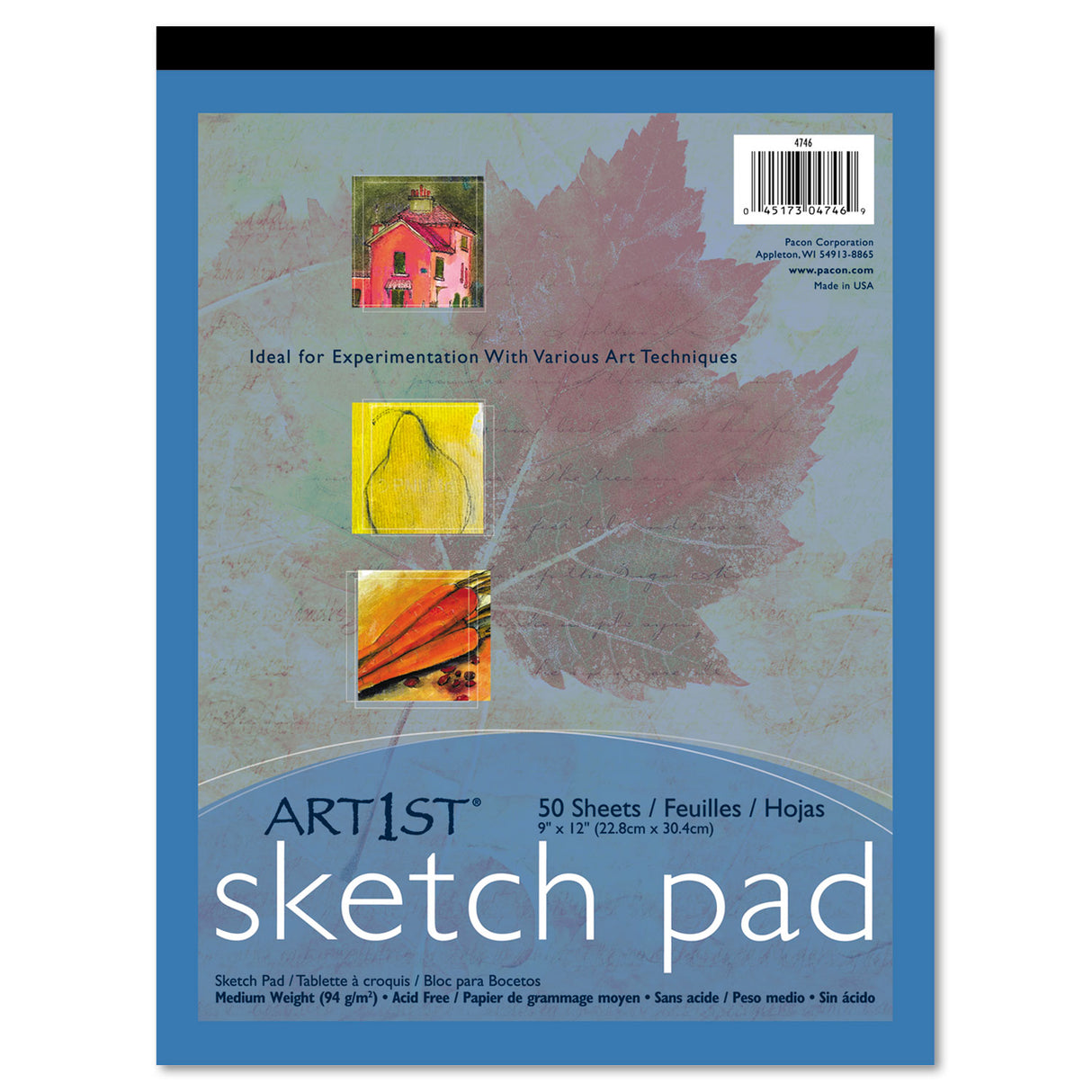 Pacon Art1st Sketch Pad, Unruled, 50 White 9 x 12 Sheets (4746)