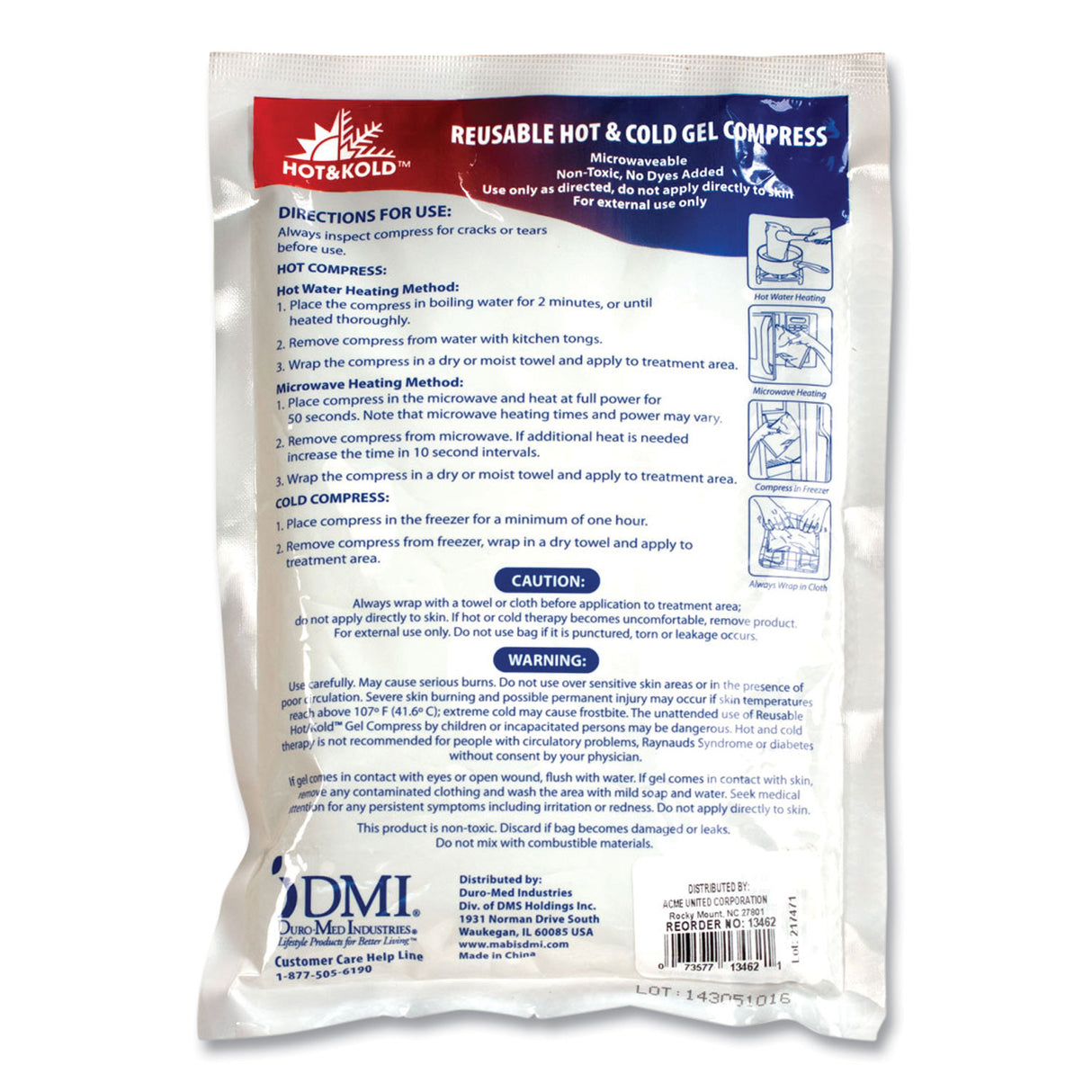 PhysiciansCare Reusable Hot/Cold Pack, 8.63 x 8.63, White (13462)