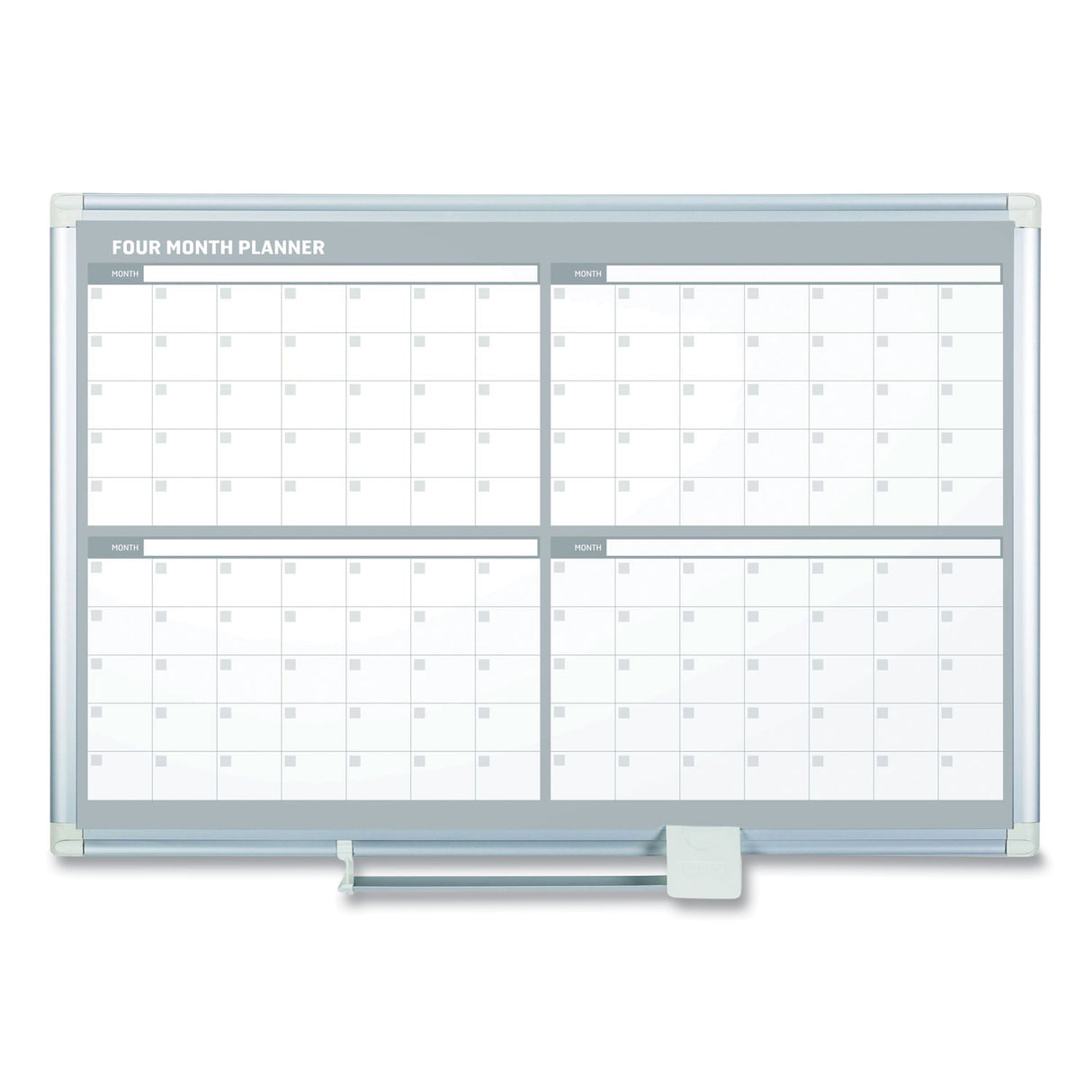 MasterVision Magnetic Dry Erase Calendar Board, Four Month, 48 x 36, White Surface, Silver Aluminum Frame (GA05105830)