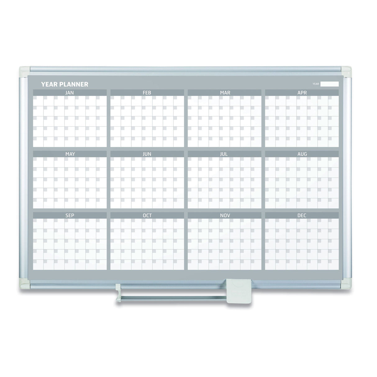 MasterVision Magnetic Dry Erase Calendar Board, 12-Month, 48 x 36, White Surface, Silver Aluminum Frame (GA05106830)