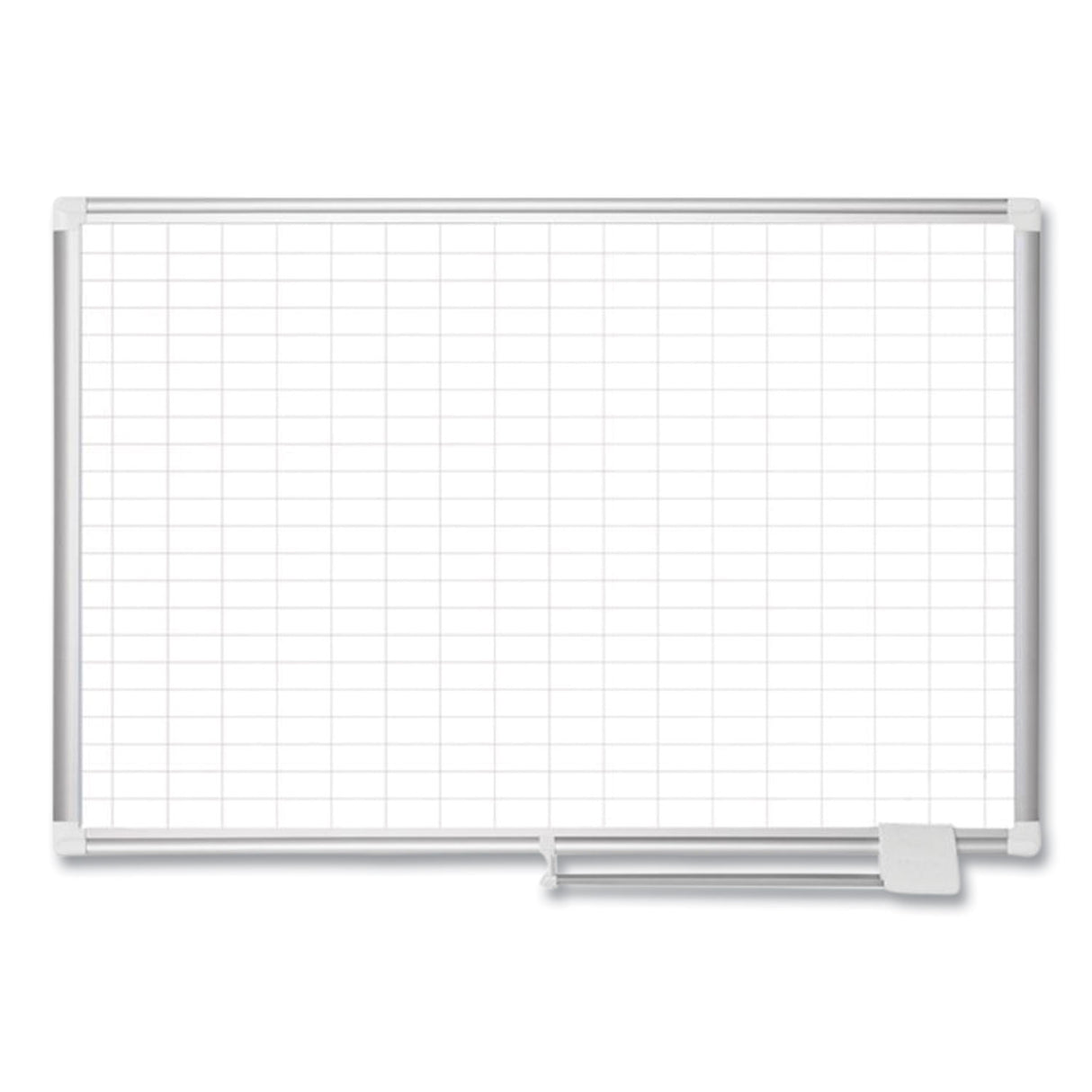 MasterVision Gridded Magnetic Steel Dry Erase Planning Board, 1 x 2 Grid, 72 x 48, White Surface, Silver Aluminum Frame (MA2792830)