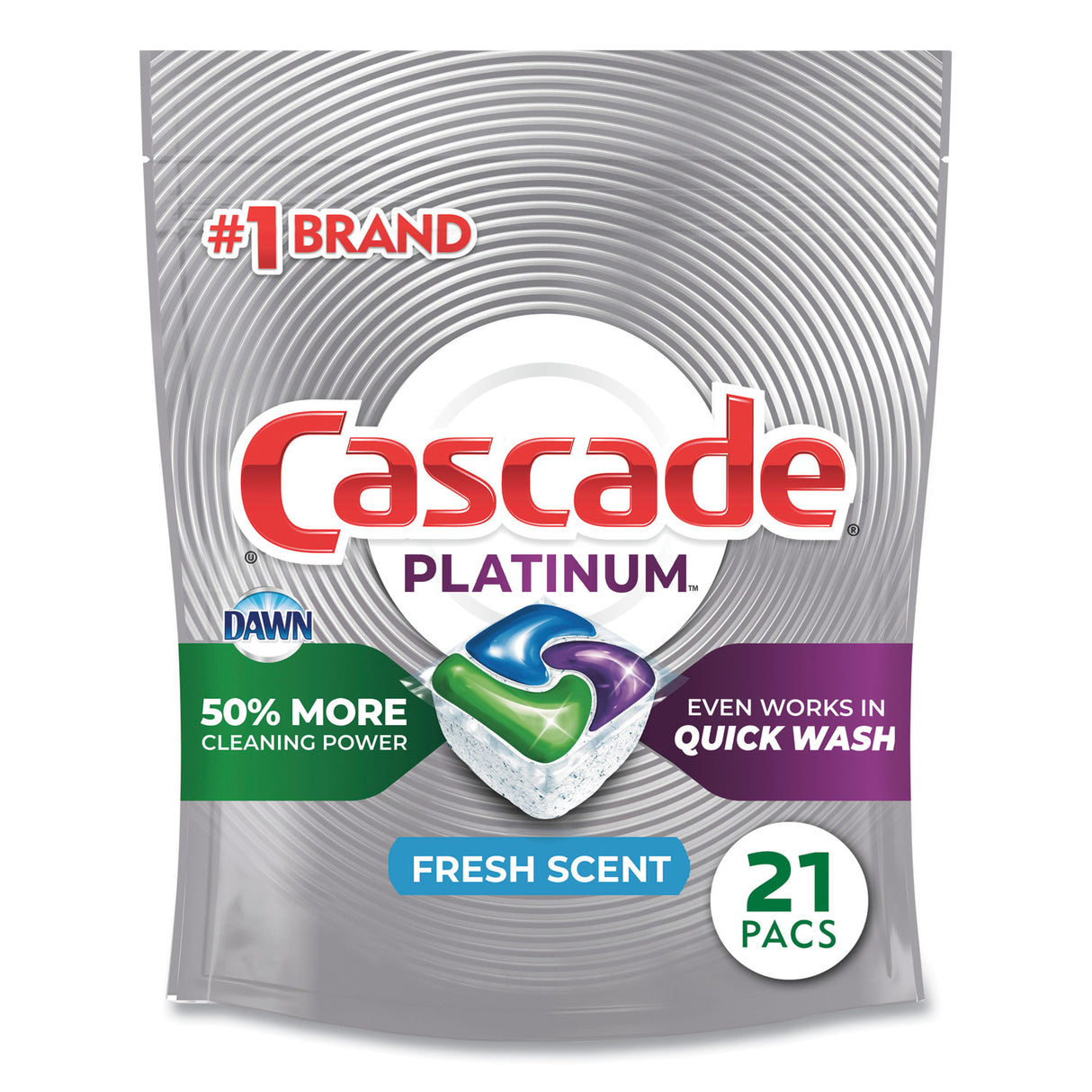 Cascade ActionPacs, Fresh Scent, 13.5 oz Bag, 21/Pack (08275PK)