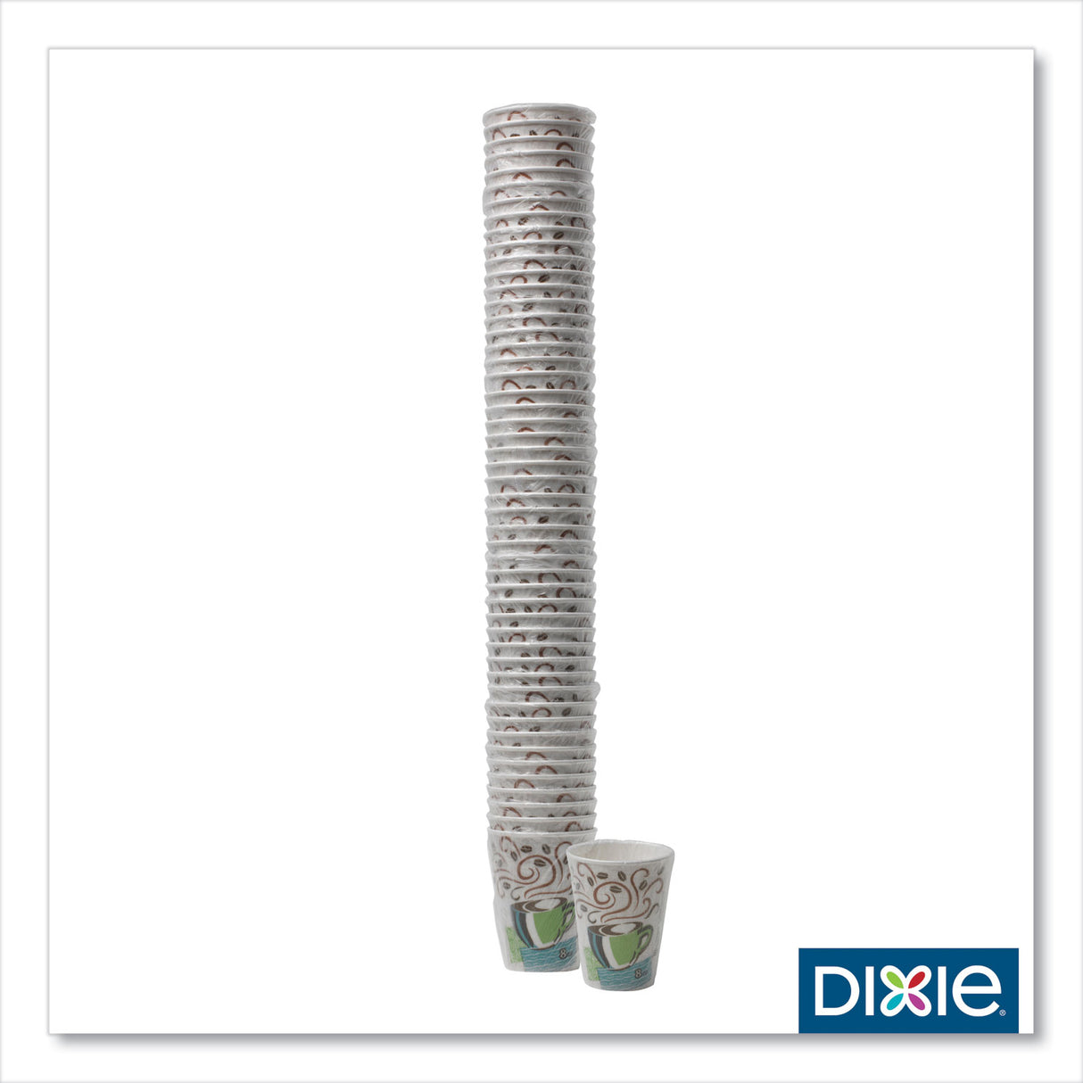 Dixie PerfecTouch Hot Cups, 8 oz, Coffee Haze Design, Individually Wrapped, 50/Sleeve, 20 Sleeves/Carton (5338CDWR)