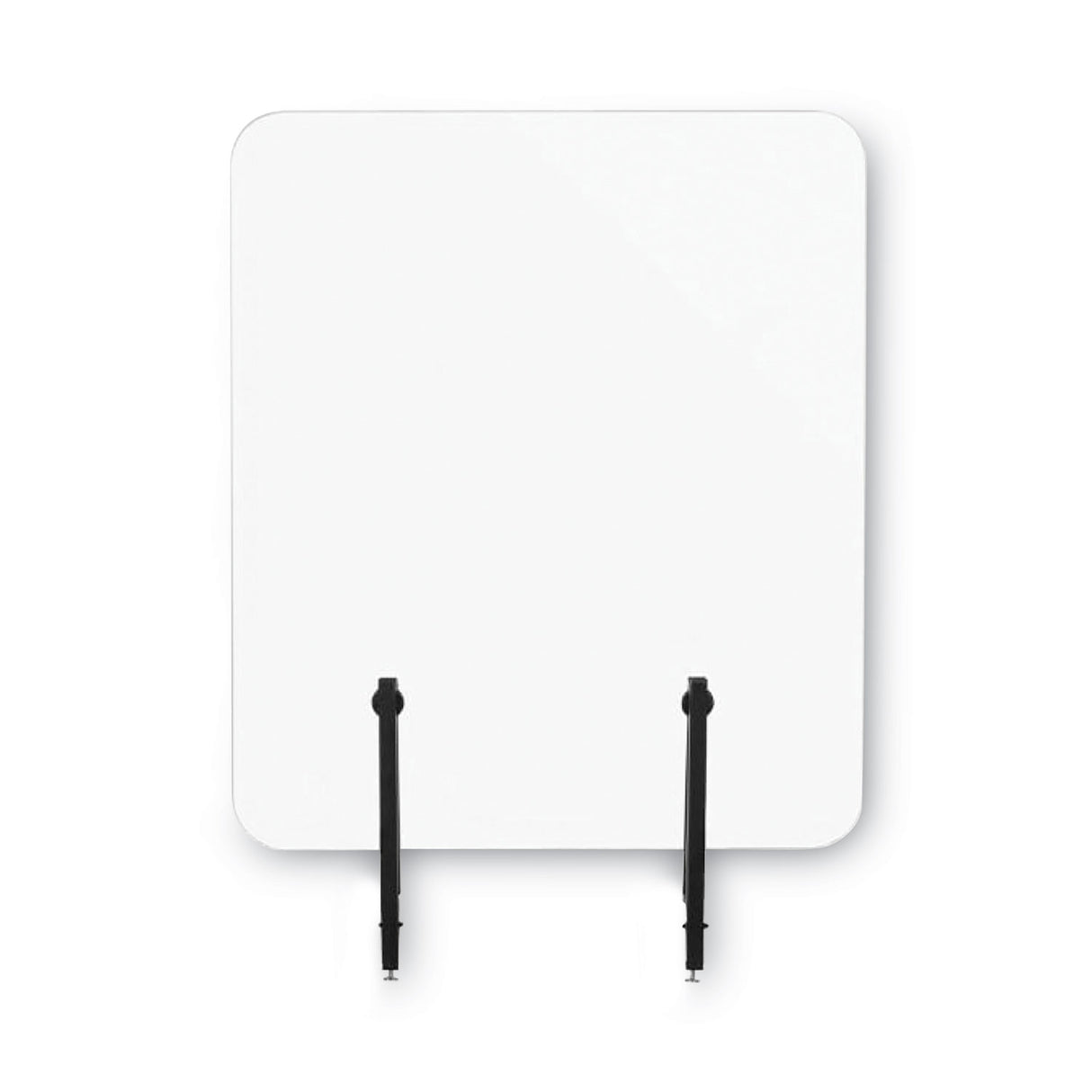 MasterVision Protector Series Frameless Glass Desktop Divider, 55.1 x 0.16 x 35.4, Clear/Aluminum (GL3501393)