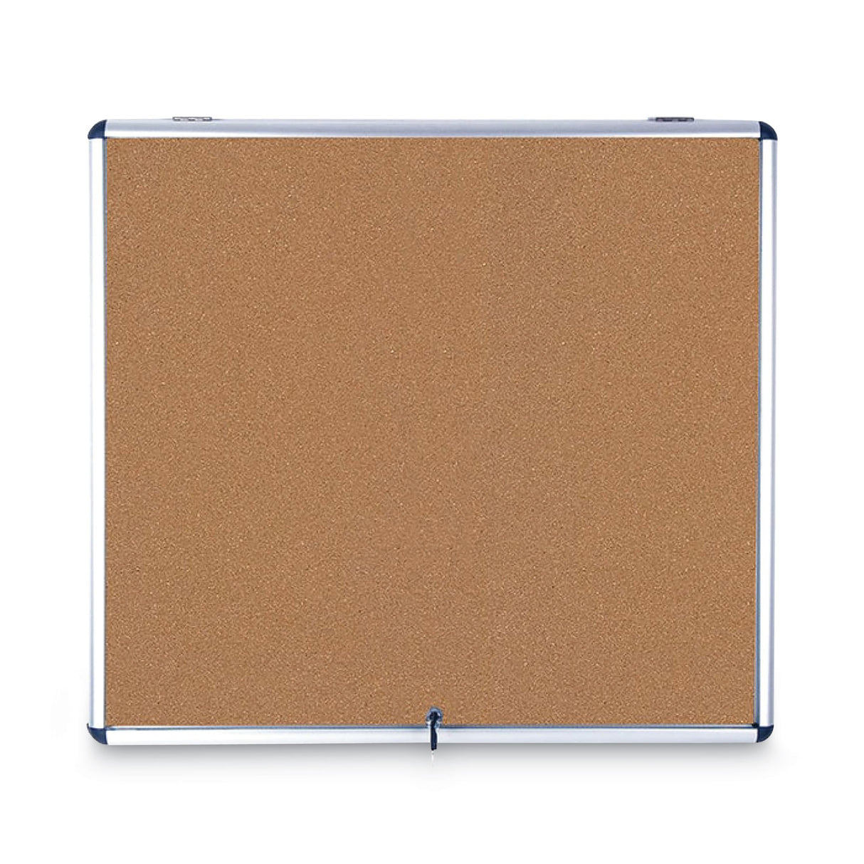 MasterVision Slim-Line Enclosed Cork Bulletin Board, One Door, 47 x 38, Tan Surface, Aluminum Frame (VT380101150)