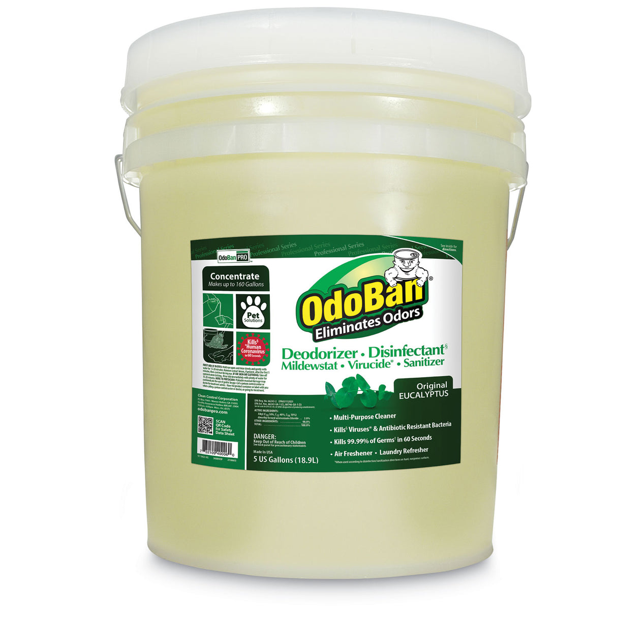 OdoBan Concentrated Odor Eliminator and Disinfectant, Eucalyptus, 5 gal Pail (9110625G)