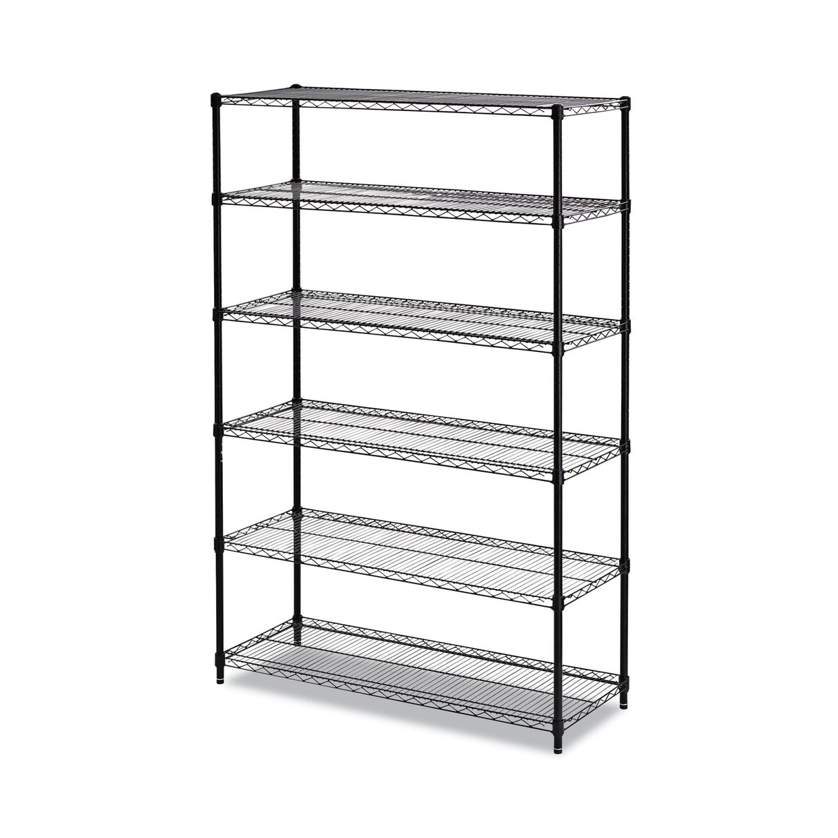 Alera NSF Certified 6-Shelf Wire Shelving Kit, 48w x 18d x 72h, Black (ALESW664818BL)