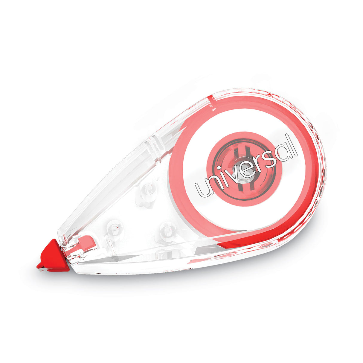 Universal Correction Tape, Mini Economy, Non-Refillable, Clear/Red Applicator, 0.25" x 275", 10/Pack (UNV75611)