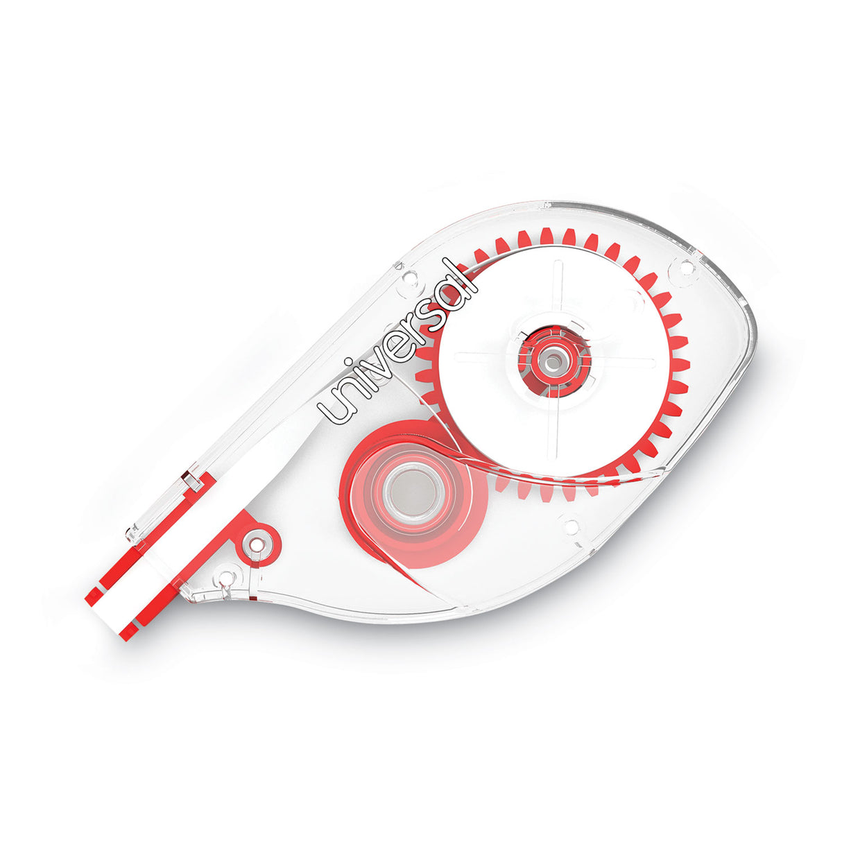 Universal Side-Application Correction Tape, Non-Refillable, Transparent Gray/Red Applicator, 0.2" x 393", 10/Pack (UNV75612)