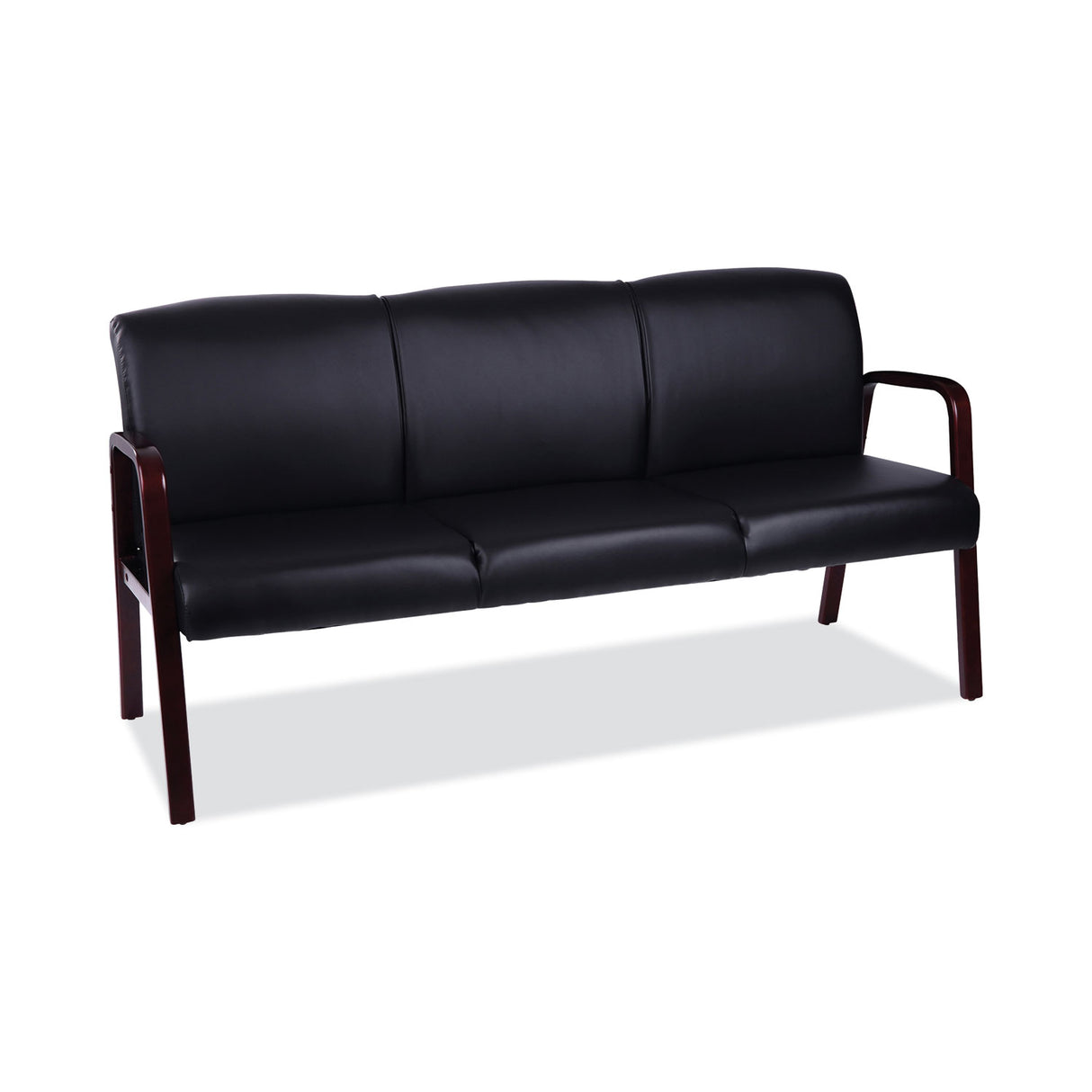 Alera Reception Lounge WL 3-Seat Sofa, 65.75w x 26d.13 x 33h, Black/Mahogany (ALERL2319M)