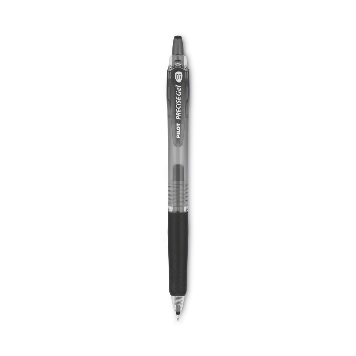 Pilot Precise Gel BeGreen Gel Pen, Retractable, Fine 0.7 mm, Black Ink, Smoke Barrel, Dozen (15001)