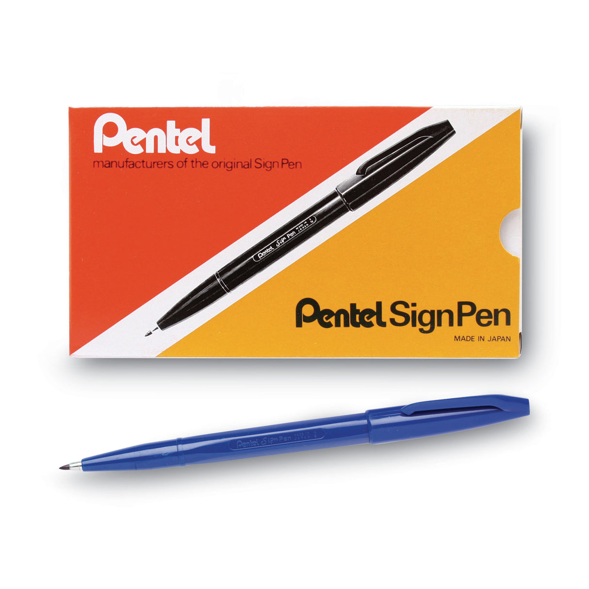 Pentel Arts Sign Pen Fine Point Color Marker, Extra-Fine Bullet Tip, Blue, Dozen (S520C)