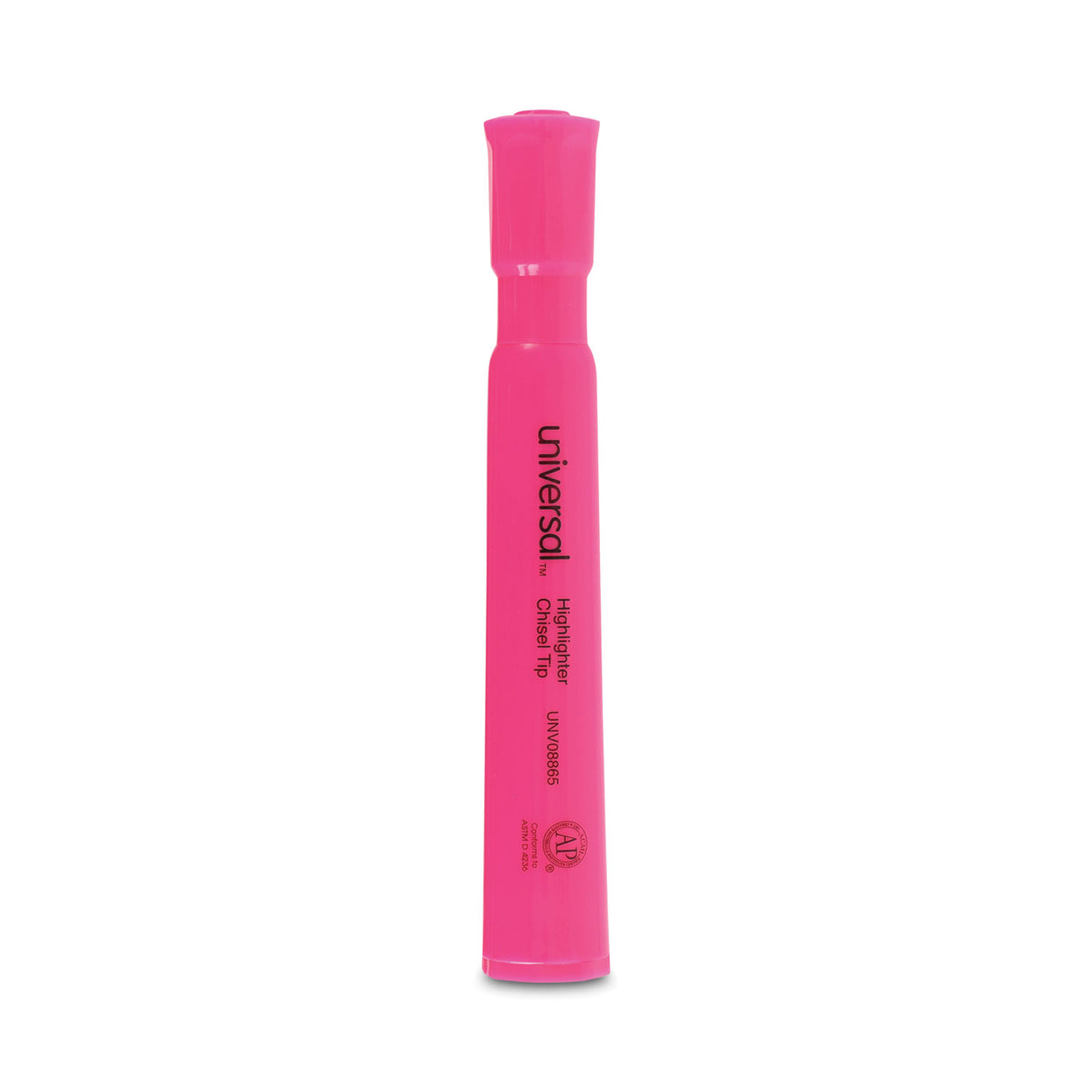 Universal Desk Highlighters, Fluorescent Pink Ink, Chisel Tip, Pink Barrel, Dozen (UNV08865)