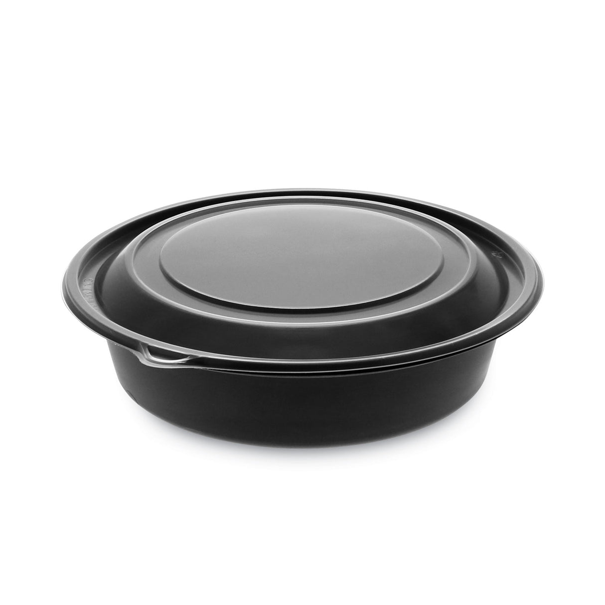 Pactiv EarthChoice MealMaster Container with Lid, 32 oz, 8" dia x 2.12" h, 1-Compartment, Black/Clear, Plastic, 250/Carton (0CN8083200BL)