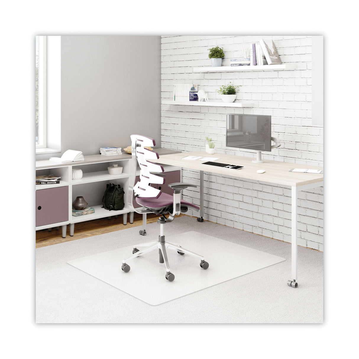 Deflecto DuraMat Moderate Use Chair Mat, Low Pile Carpet, Flat, 45 x 53, Rectangle, Clear (CM13242)
