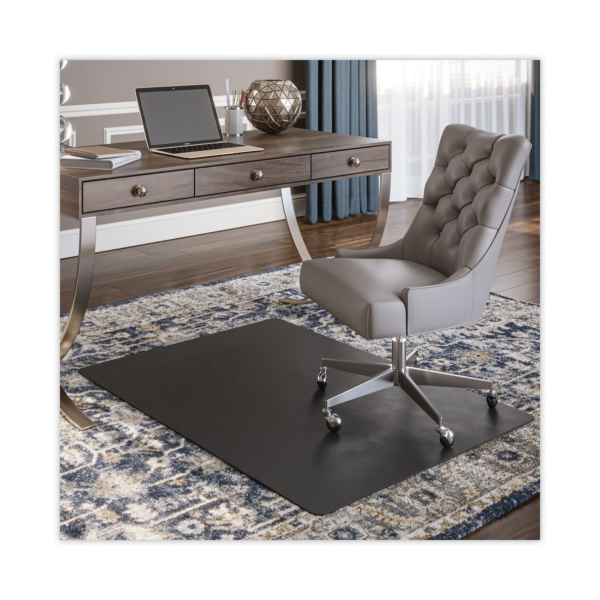 Deflecto SuperMat Frequent Use Chair Mat for Medium Pile Carpet, 45 x 53, Rectangular, Black (CM14242BLK)