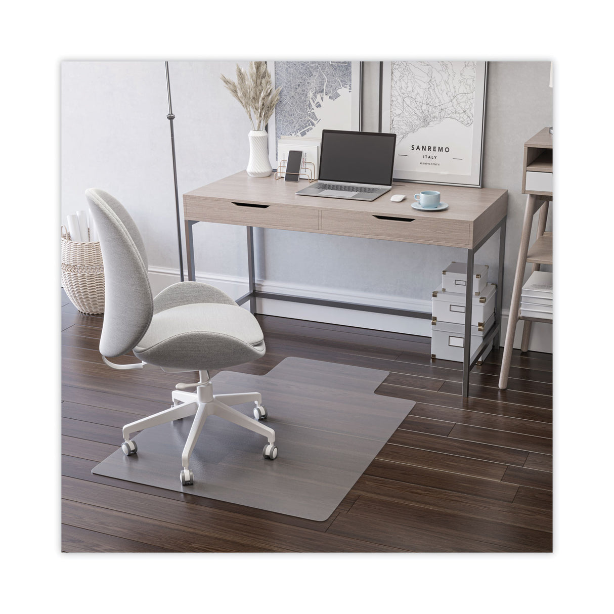 Deflecto EconoMat All Day Use Chair Mat for Hard Floors, Rolled Packed, 36 x 48, Lipped, Clear (CM21112COM)