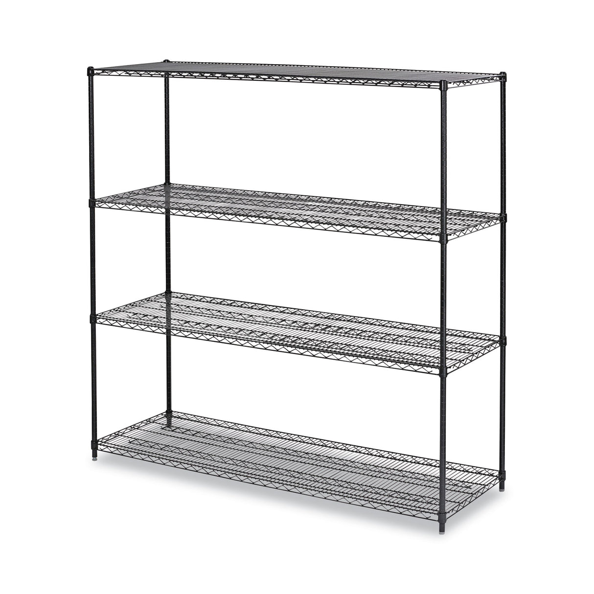 Alera BA Plus Wire Shelving Kit, Four-Shelf, 72w x 24d x 72h, Black Anthracite Plus (ALESW207224BA)