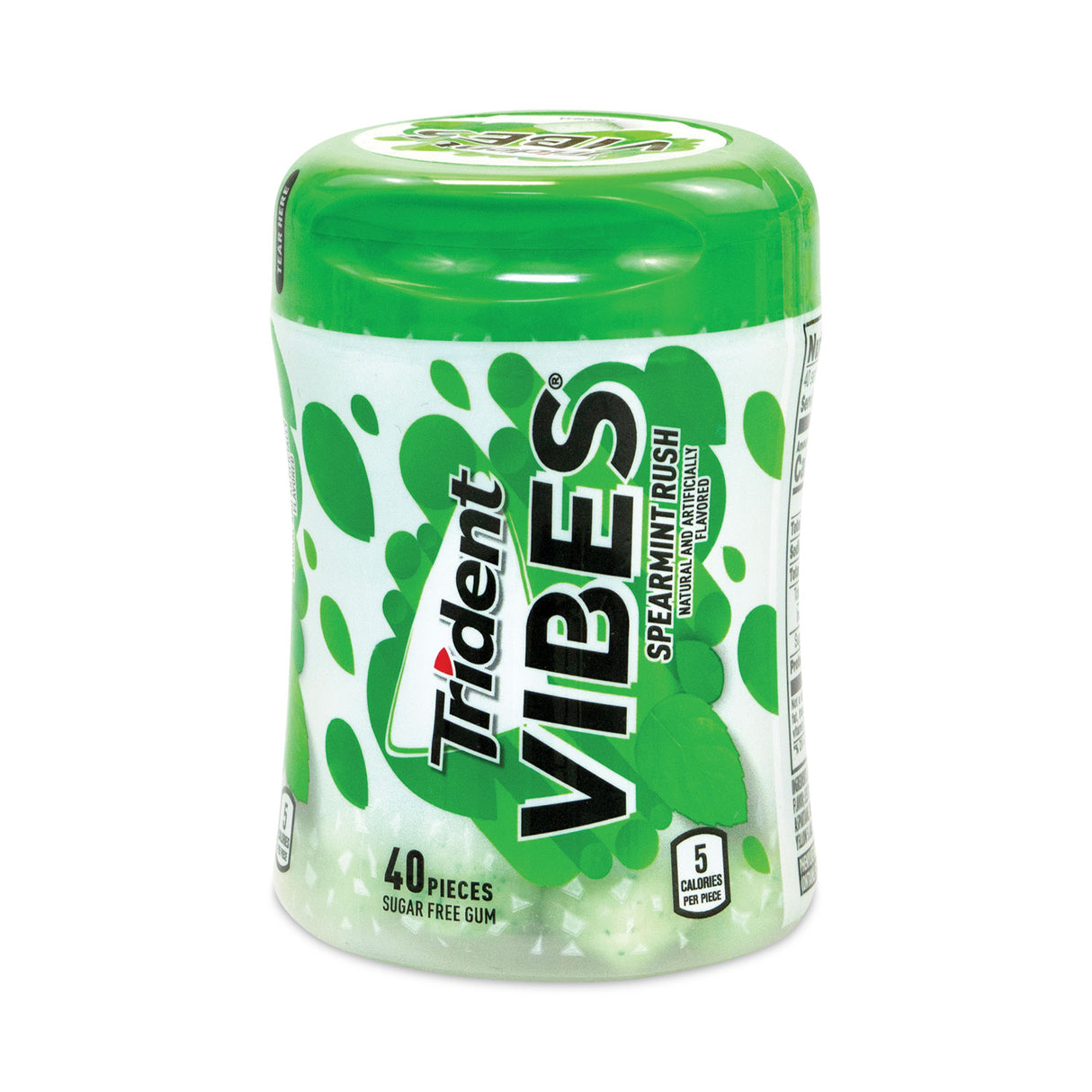 Trident Vibes Spearmint Rush Sugar-Free Gum, 40 Pieces/Cup, 6 Cups/Carton (30400082)