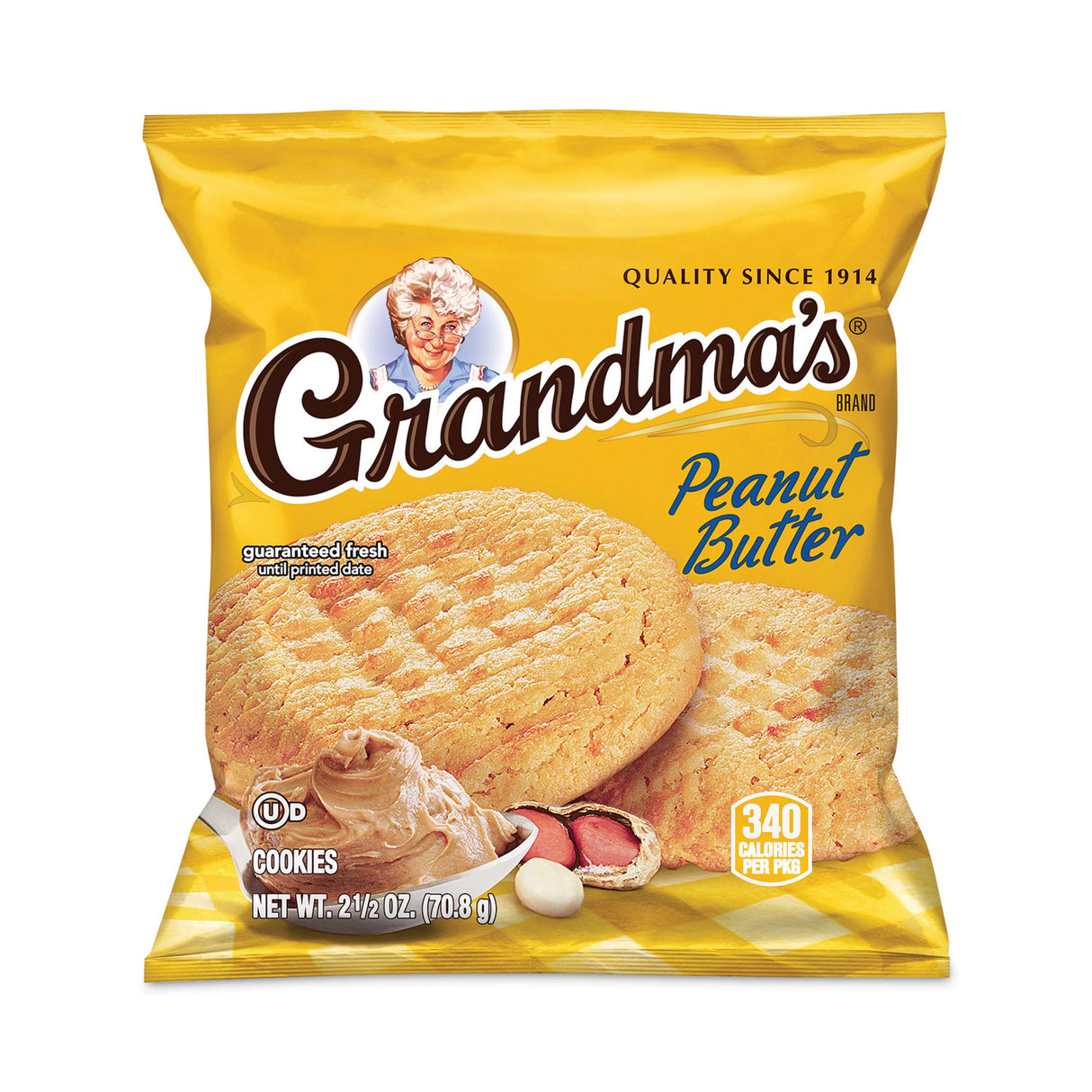 Grandma's Homestyle Peanut Butter Cookies, 2.5 oz Pack, 2 Cookies/Pack, 60 Packs/Carton (29500063)