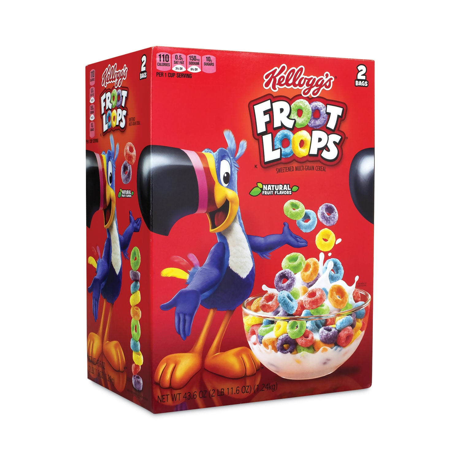 Kellogg's Froot Loops Breakfast Cereal, 43 oz Bag, 2 Bags/Box (22000900)