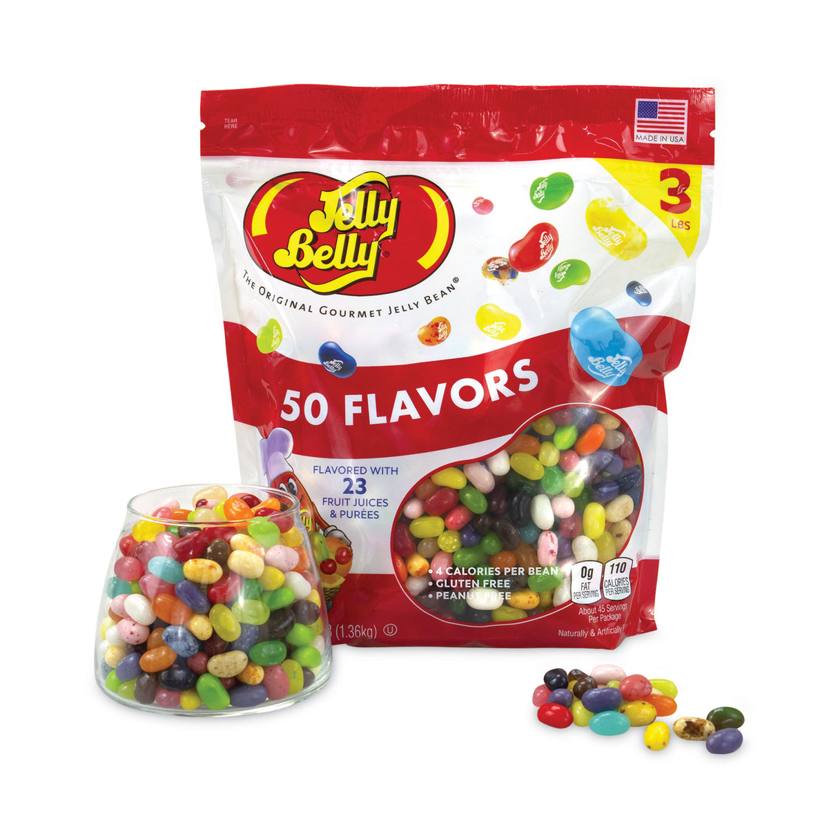 Jelly Belly 50 Flavors Jelly Beans Assortment, 3 lb Standup Bag (22000020)